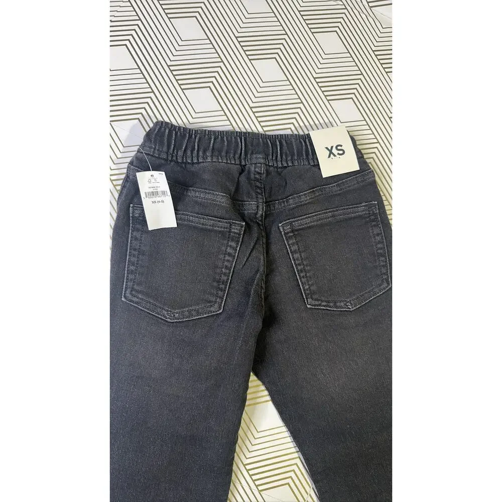 Gap Kids Boys XS 4-5 Jogger Jeans Denim Pants Black Elastic Waist